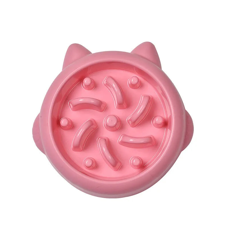 Green bone-shaped slow feeder bowl for dogs and cats with interior ridges