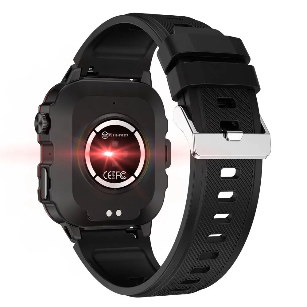 QX11 Smart Watch in black with zinc alloy case and TFT screen, shown with a silicone strap.