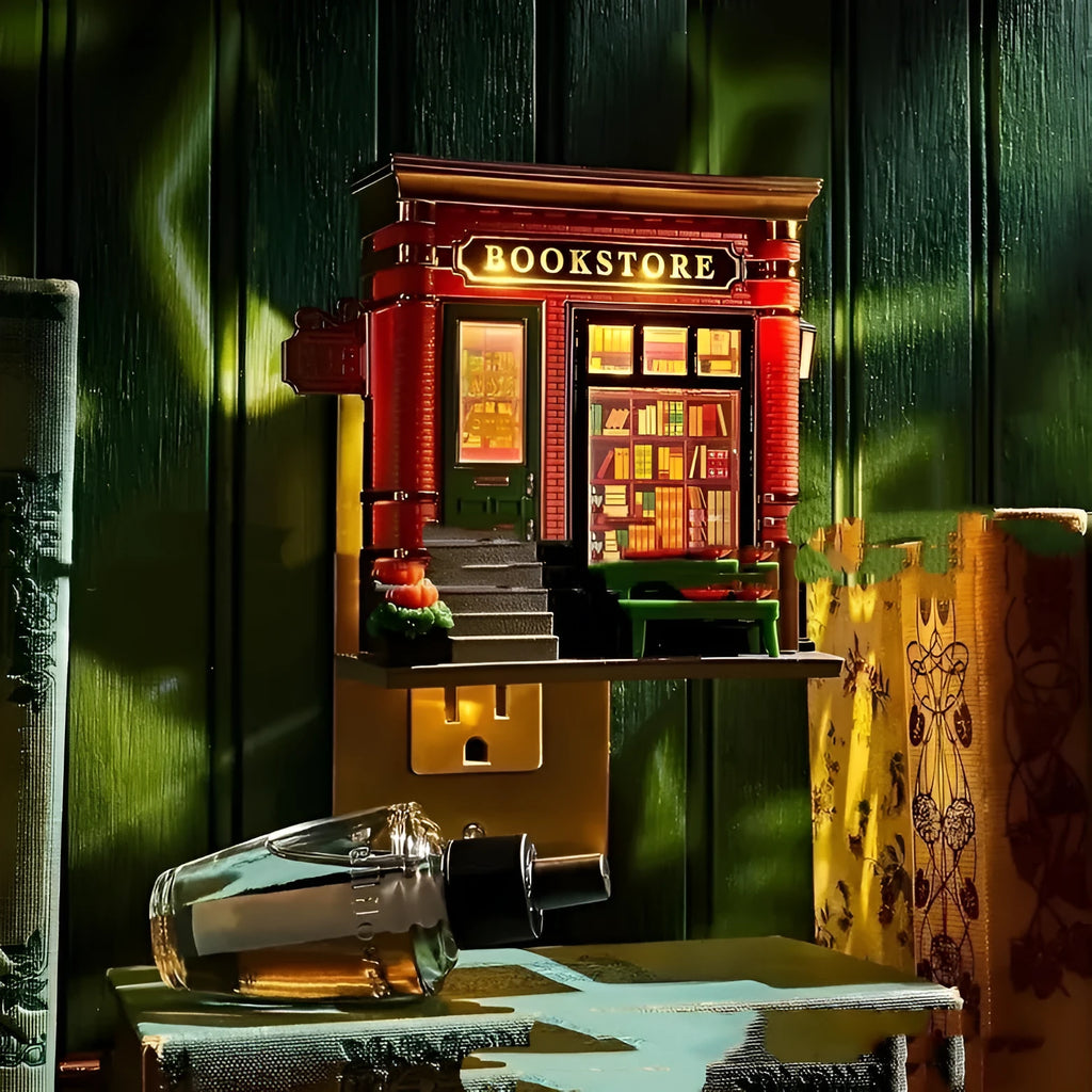 Christmas house small night lamp ornament cartoon style resin craft decorative light