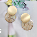 Pair of round matte resin stud earrings, 2cm diameter, rotundity shape, lightweight plastic retro jewellery for women