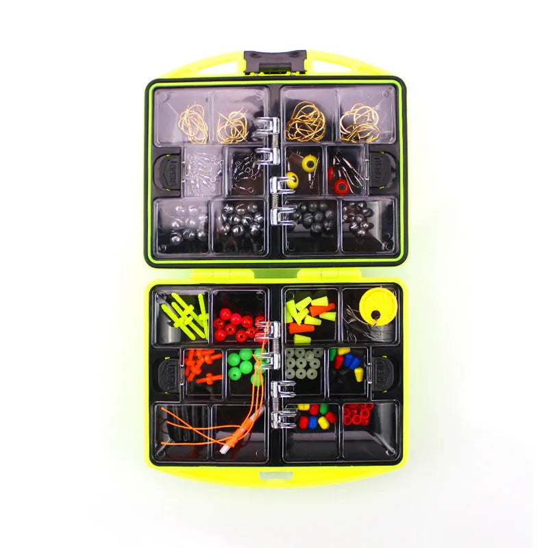 Rock fishing accessories combination suit box containing 184 pieces across 24 different accessory types