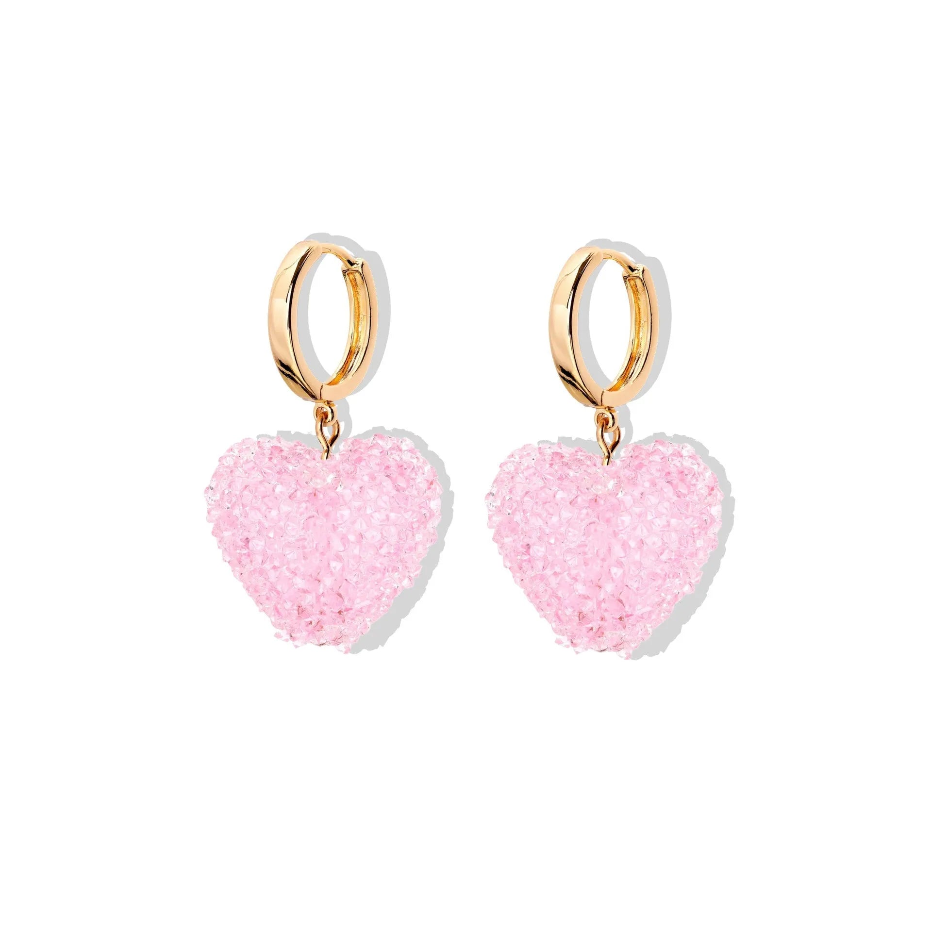 Colored loving heart resin necklace and earrings set with heart-shaped pendant and matching earrings in candy colours