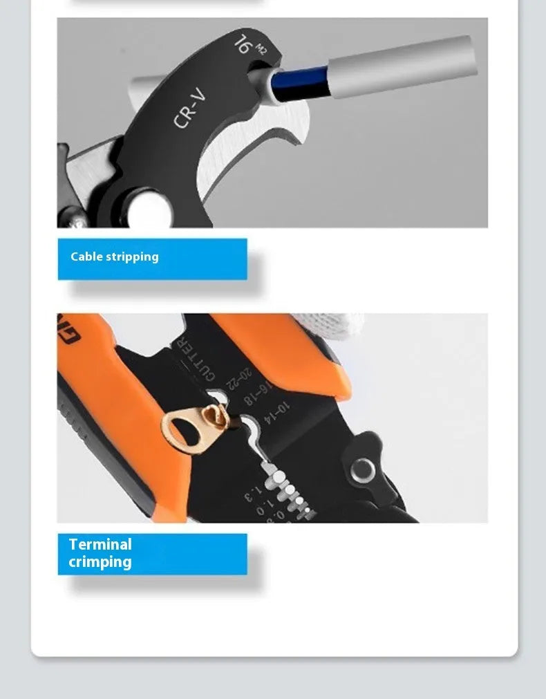 Automatic wire stripping pliers tool made from steel for electricians