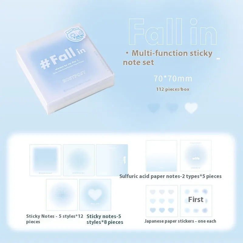 70 x 70mm multifunctional notepad with gradient parchment paper sheets in paper brick shape