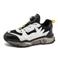 Men's black rotating button casual shoes with mesh upper and platform soles for height increase
