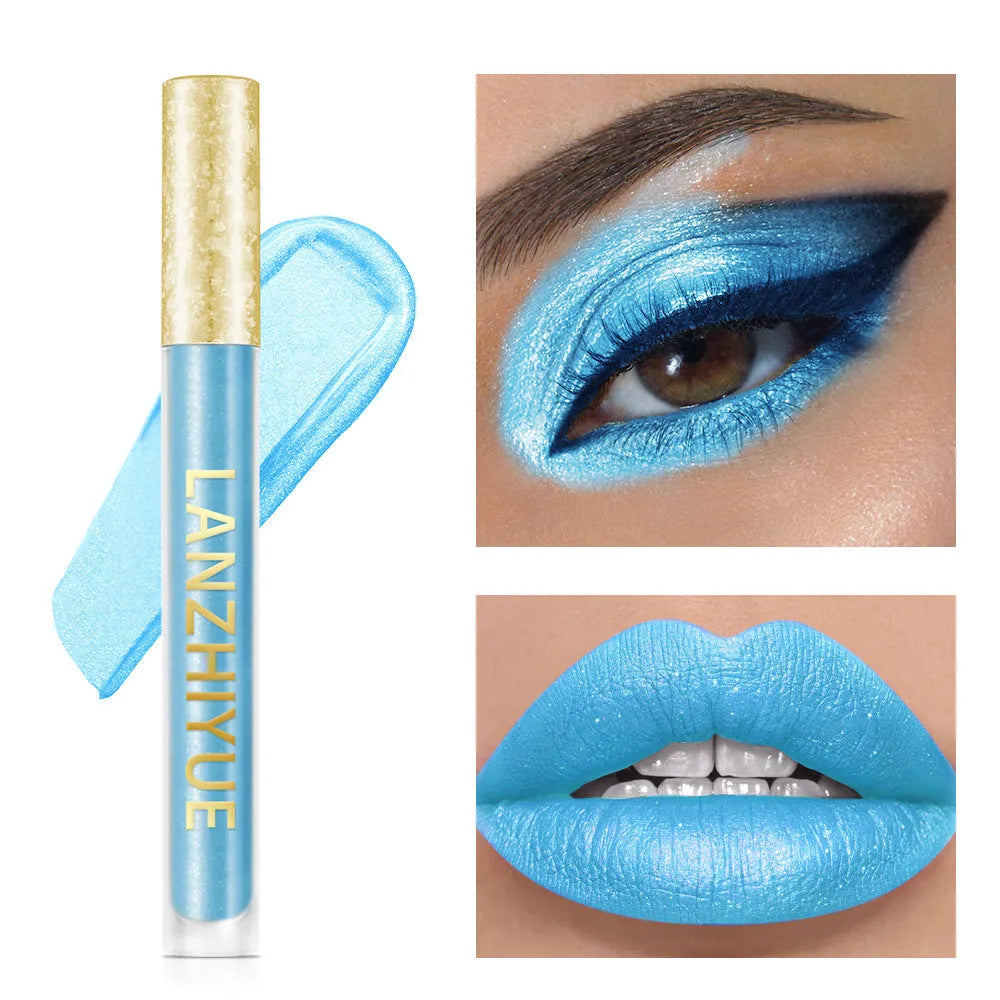 Liquid eye shadow with sequins and pearlescent finish in colourful shades for eye makeup