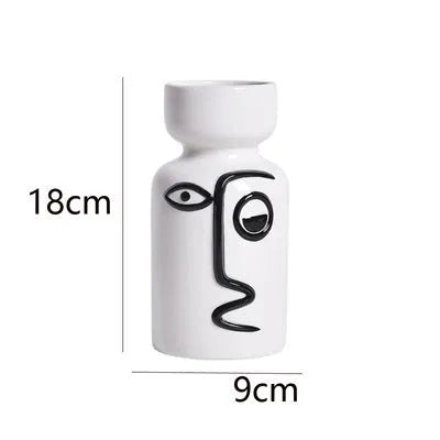 Modern minimalist ceramic vase with painted finish on a shelf, available in large or small size for home decoration