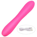Pink rechargeable silicone toy for women in box with USB cable