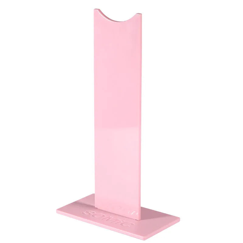 Detachable headphone stand with non-slip silicone base in pink and black colour options