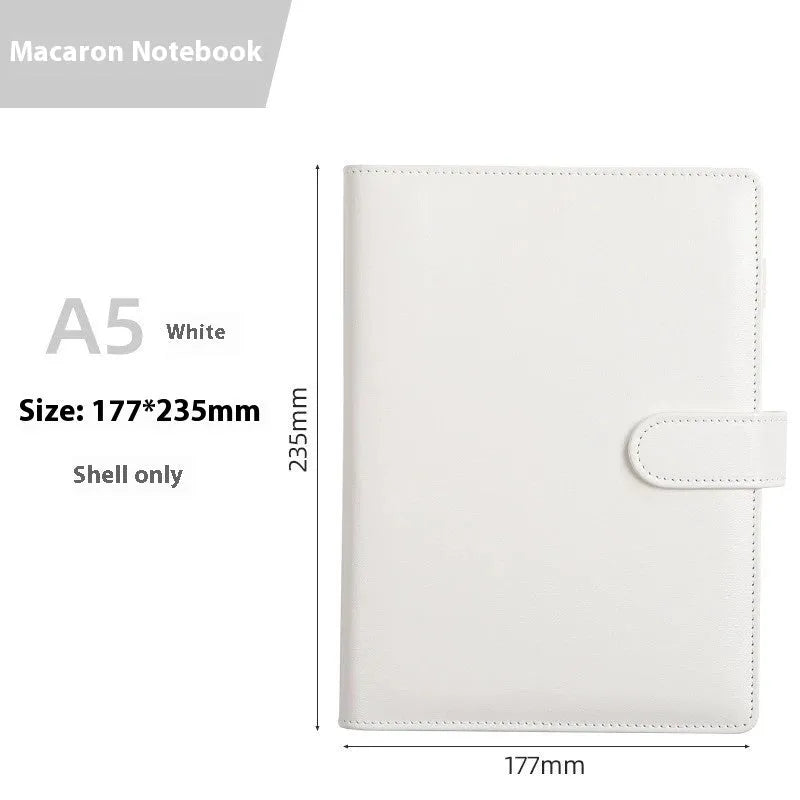 A5 PU leather zipper binder notebook shell in a solid colour.