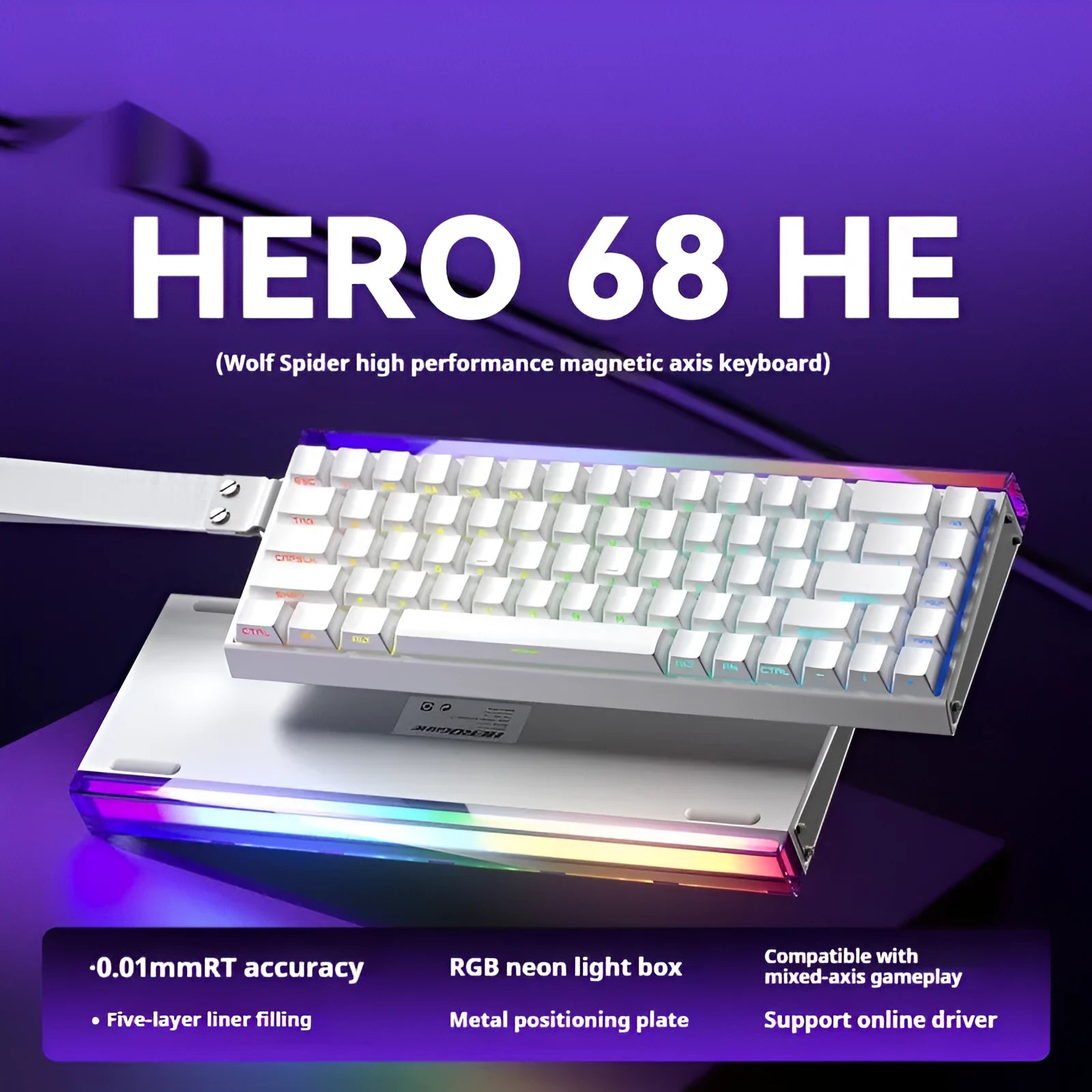 Magnetic axis mechanical keyboard with RGB lighting and engraved side designs