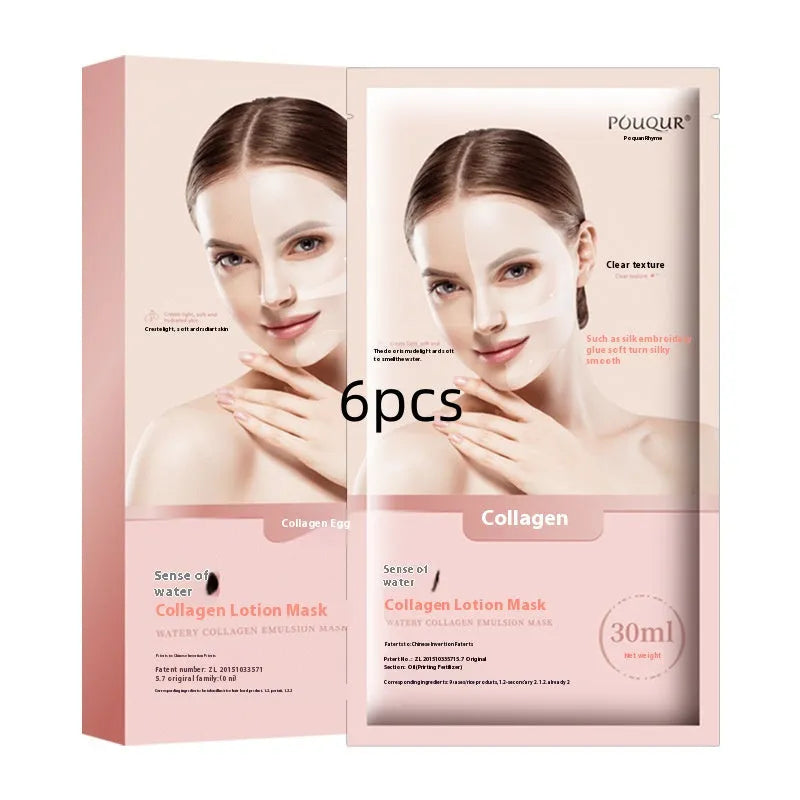 Water-sensitive collagen lotion facial mask box with 30ml sachets and 3 sheet masks for ladies