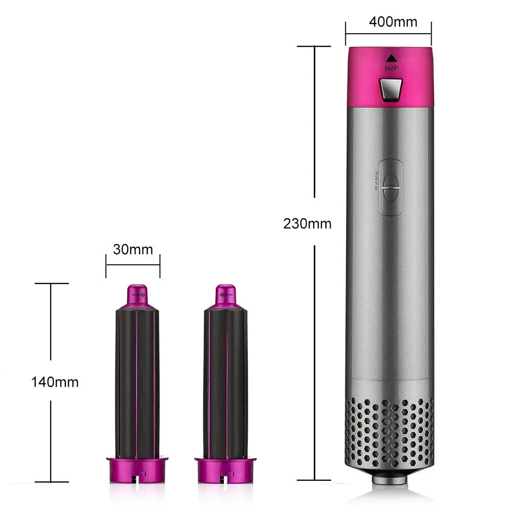 Men and women multifunctional hot air curling iron in plastic with constant temperature, pink colour, compact 32x12.5x12cm size
