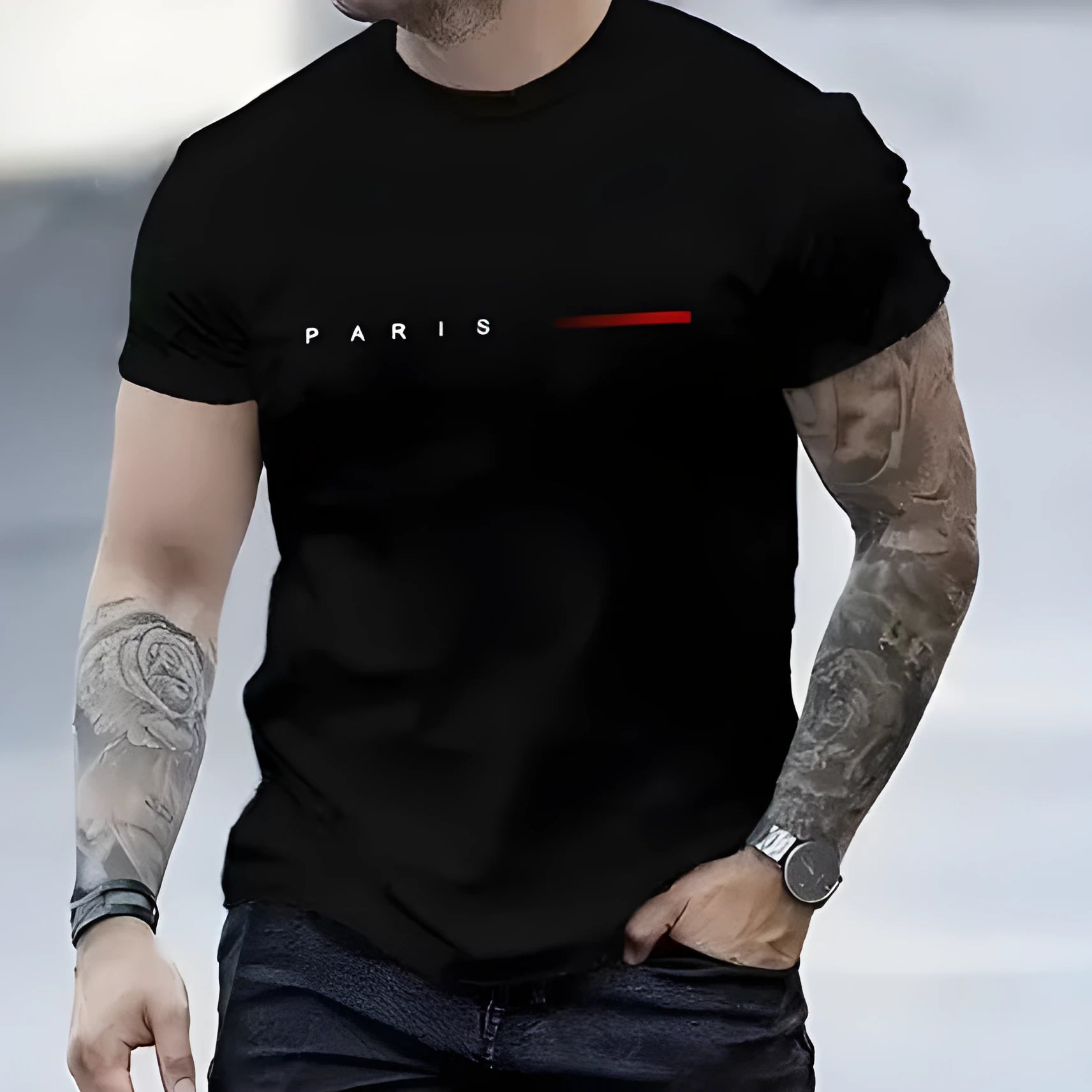 Men's slim fit printed polyester mesh top with short sleeves in various colours