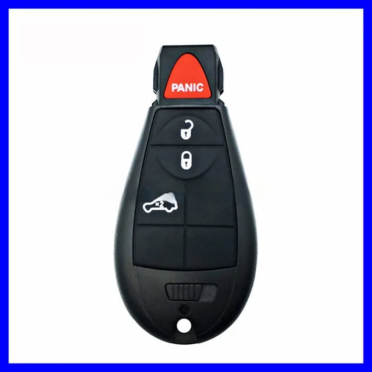 Dodge Chrysler smart key fob replacement shell in ABS plastic with brass fittings, showing dimensions 85mm by 42mm.