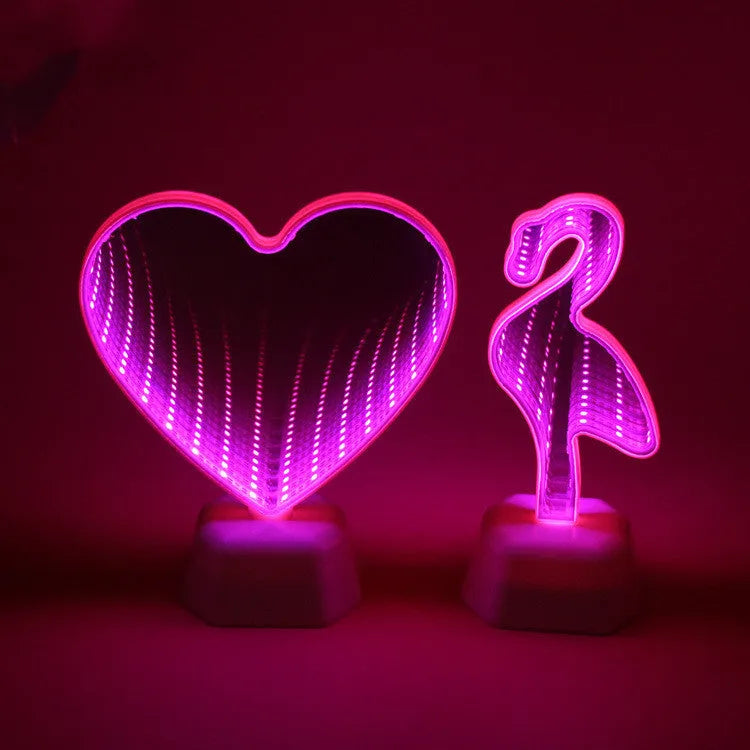 LED double-sided love tunnel light with rose red illumination on decorative base
