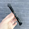Black sponge tip concealer brush with wooden handle for dark circle makeup application