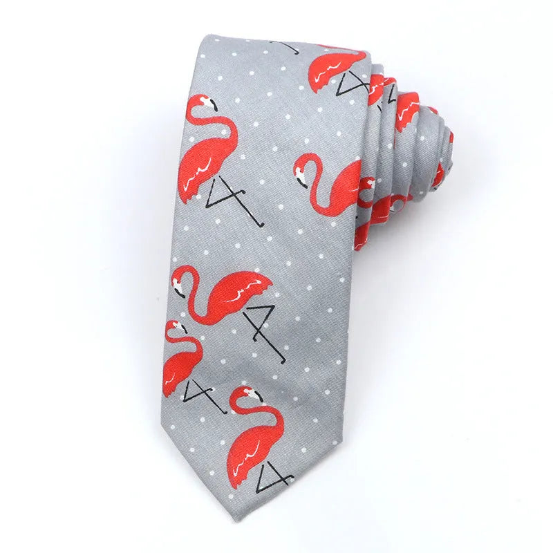 Narrow cotton bow tie with Korean-style cartoon patterns in multiple colour options