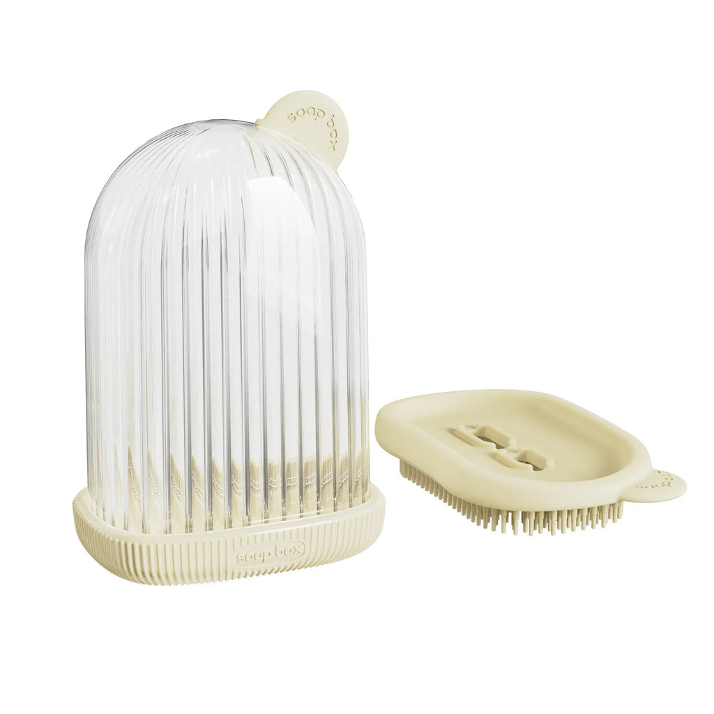 PET travel soap holder in Cream White colour, compact design for standard soap bar