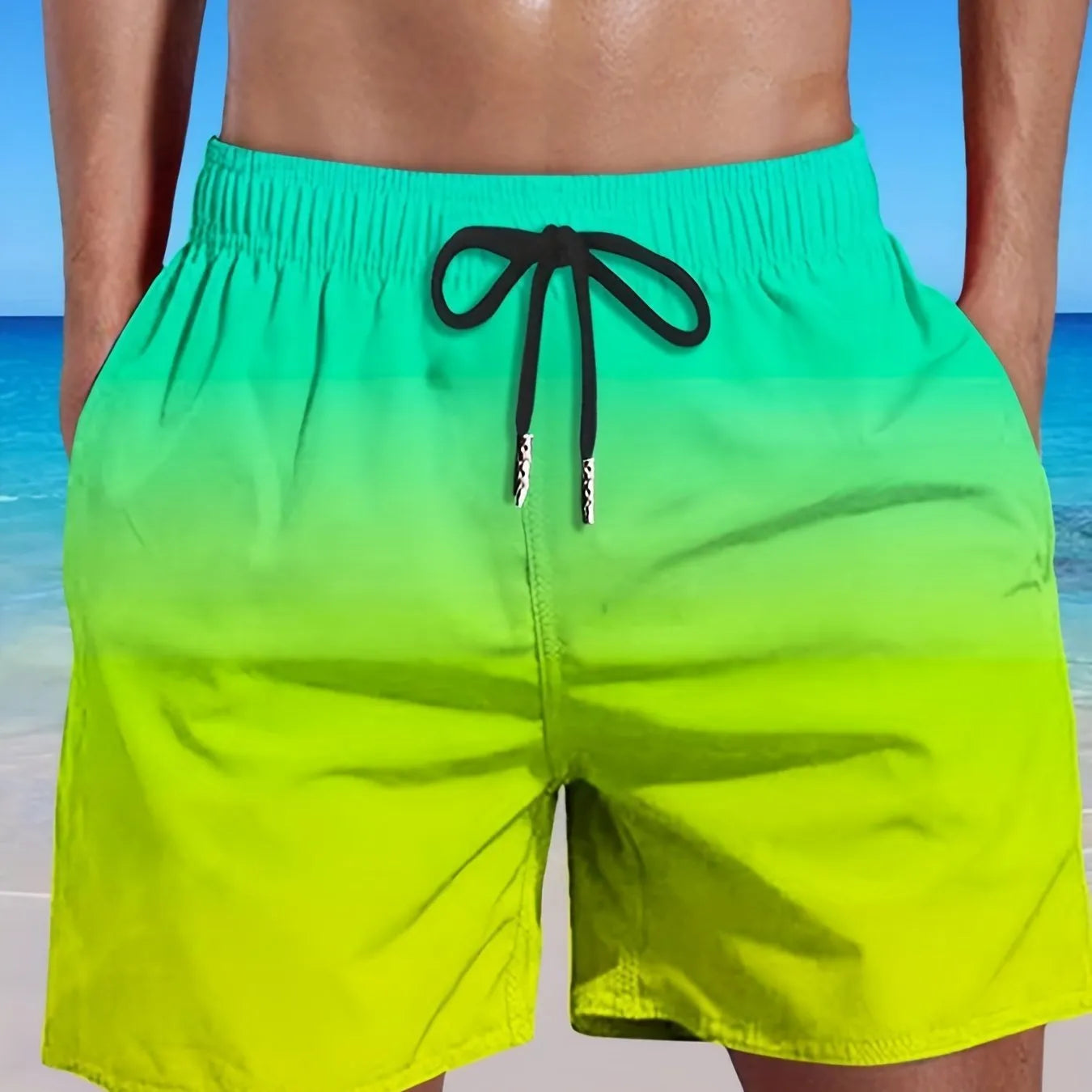 Men's gradient colour 3D digitally printed sport shorts in mesh cloth with athletic design