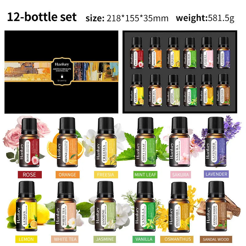 Boxed water-soluble aromatherapy essential oil sets in multiple quantity options