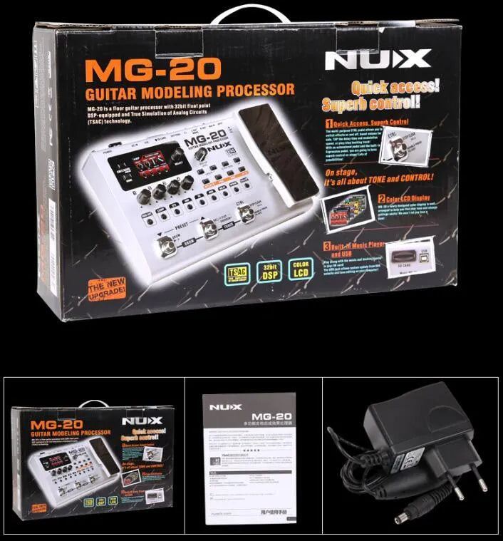 MG-20 Electric Guitar Effector multi-effects pedal with tuner, drum machine, looper, and MP3/WAV player