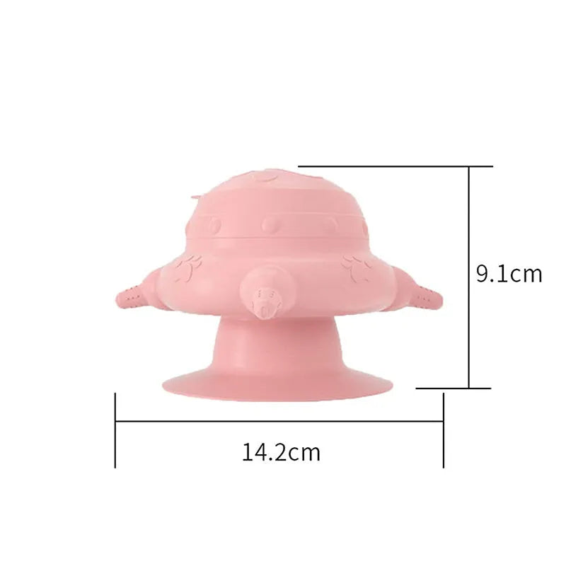 Pink silicone pet nursing device with bionic breast design and four pacifiers