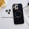 Frosted magnetic iPhone case with invisible bracket, shown in black, with lens protectors.