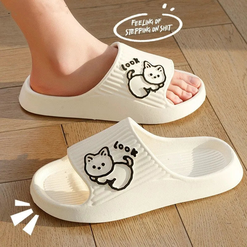 Women's cat design thick platform slippers in various colours with non-slip EVA soles