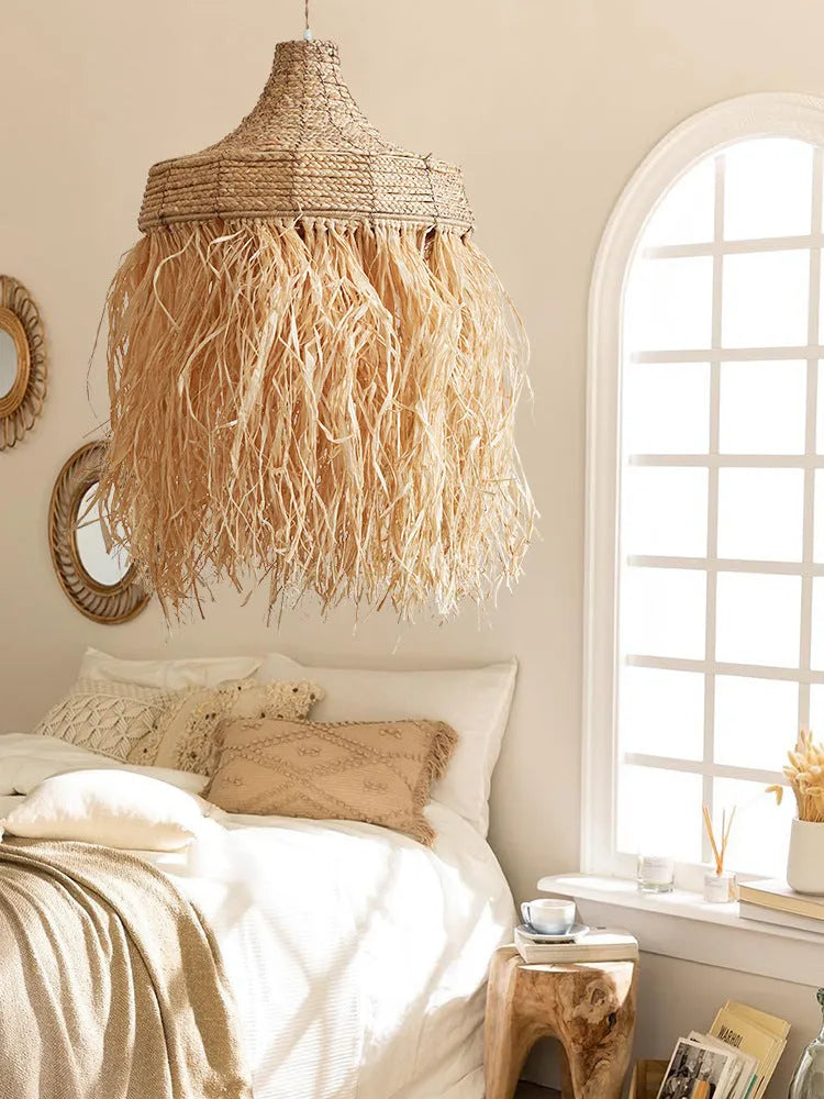 50cm diameter retro restaurant chandelier with wild vetch and willow weaving southeast Asian style