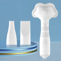 Two-in-one pet hot air hair dryer and comb in pink or white, 600W, ABS body, with one-click hair removal