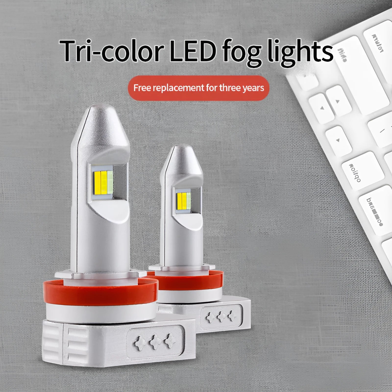 Aluminium housing LED fog lamp bulb with connector for universal vehicle retrofit