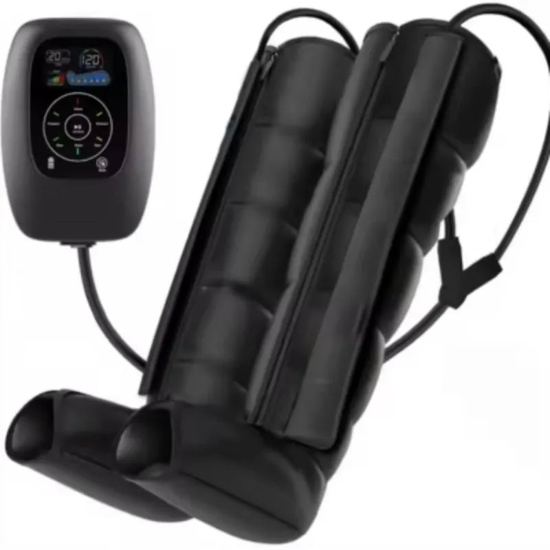 Air wave pressure leg arm waist massager with handheld remote control and multiple size attachments