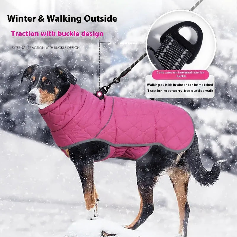 Lightweight cotton-padded dog coat for medium large dogs cold-proof winter jacket Rose Red Dark Blue sizes S to XXL