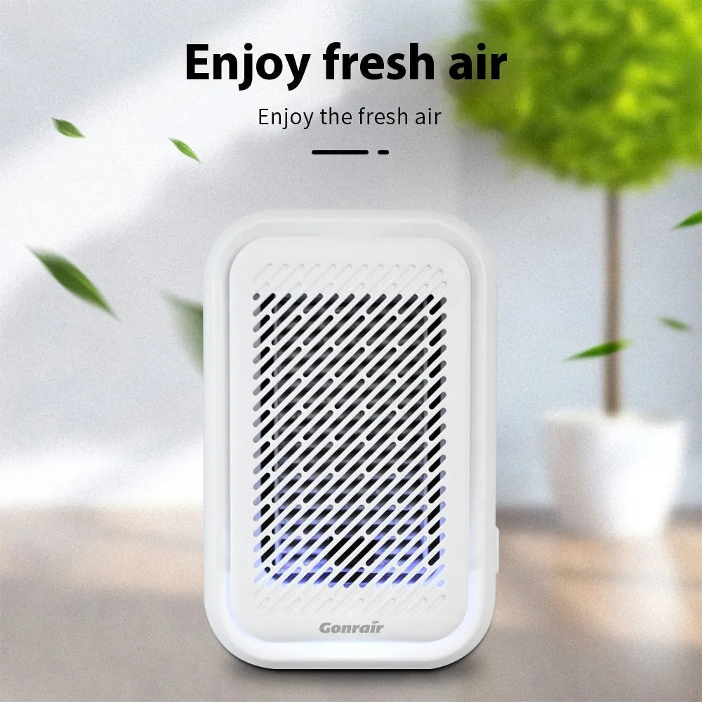 White wall-mounted air purifier unit for small rooms under 10 square metres