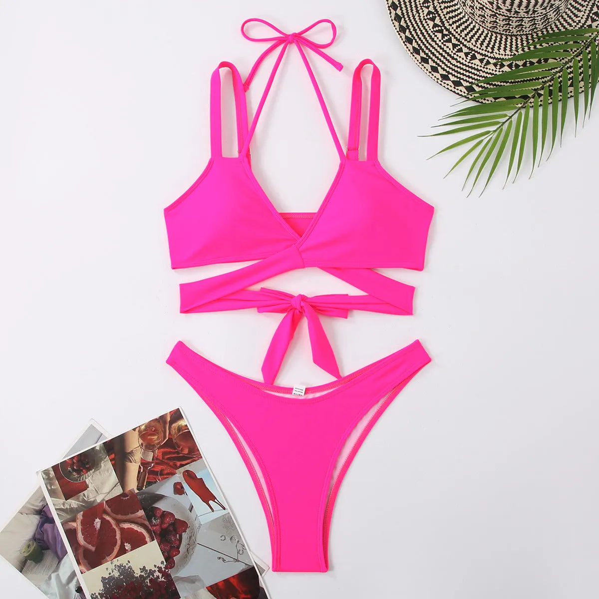 A solid colour strapless bikini swimsuit for women shown in one of five available colours.