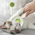 Pet hair cleaner brush with release button and curved needles for cats and dogs, round ABS handle in Green, Purple or Yellow