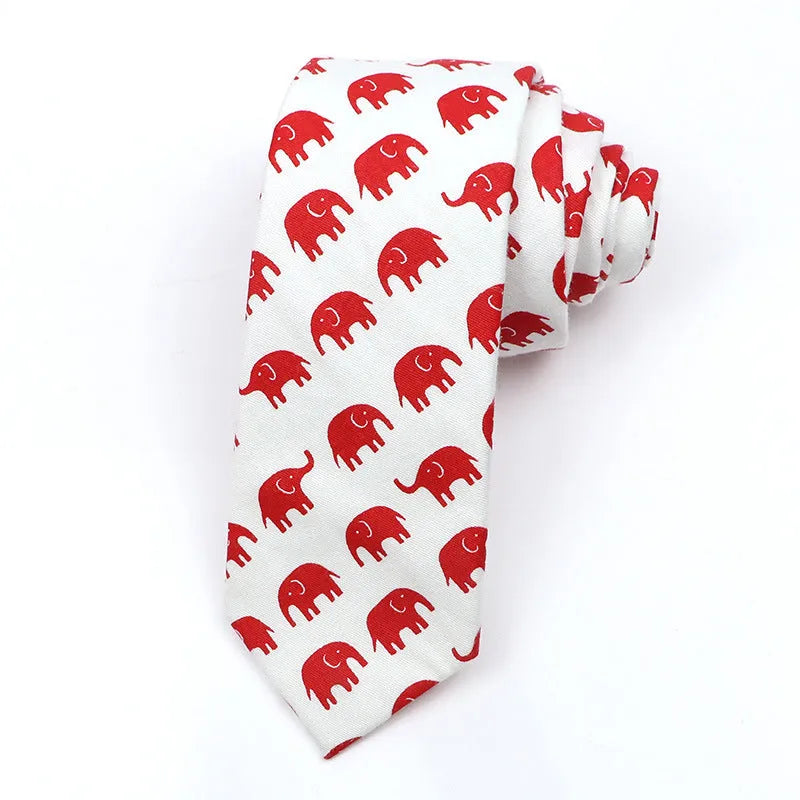 Narrow cotton bow tie with Korean-style cartoon patterns in multiple colour options