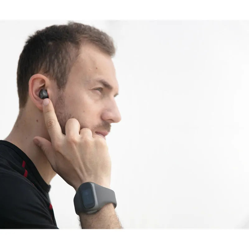 W20PRO Grey wrist wear true wireless Bluetooth headset with 1.2 inch screen and silicone wristband