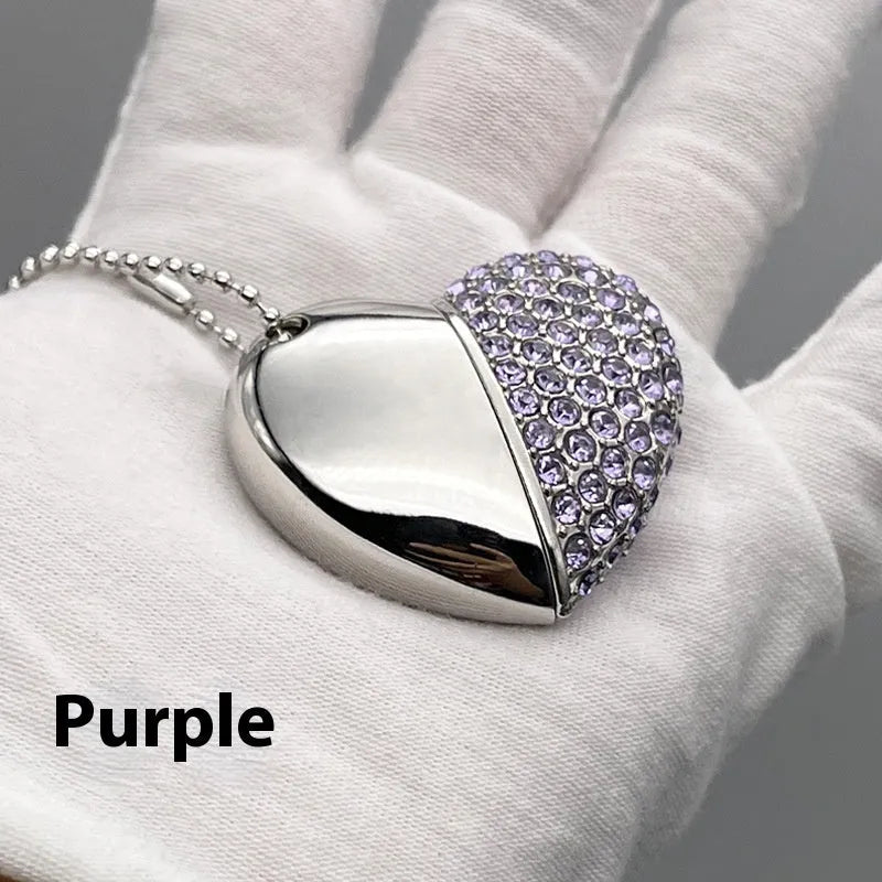 Colourful heart-shaped USB flash drive with brick pattern design on a metal body.