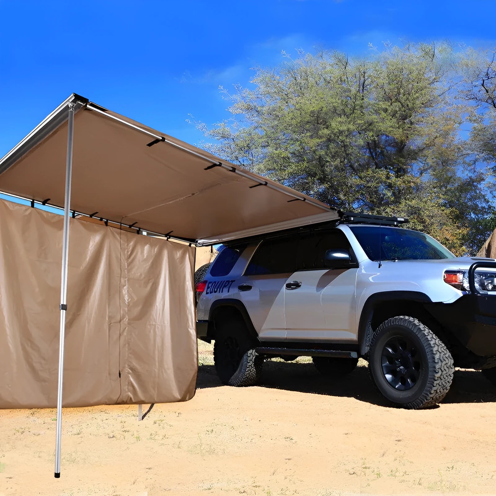 Black glue rainproof camouflage camping tent with aluminium poles set up outdoors.