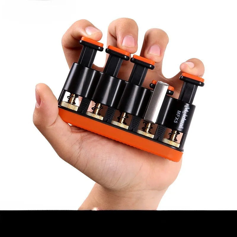 Grey and orange non-slip silicone finger trainer for climbing and musical instrument practice