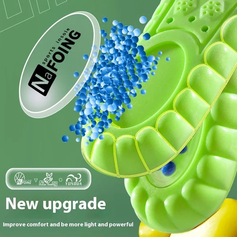 Green PU air cushion sports insoles with argy wormwood, shown at 280mm length.