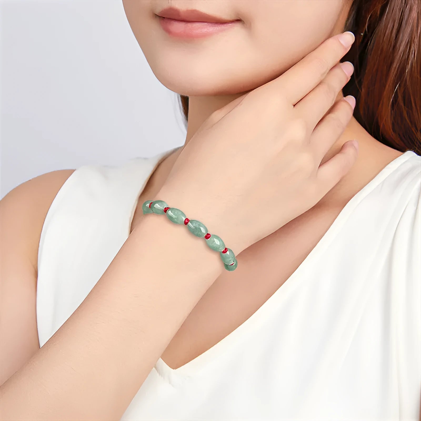 National style jade bracelet in dark green men's or red women's design with certificate