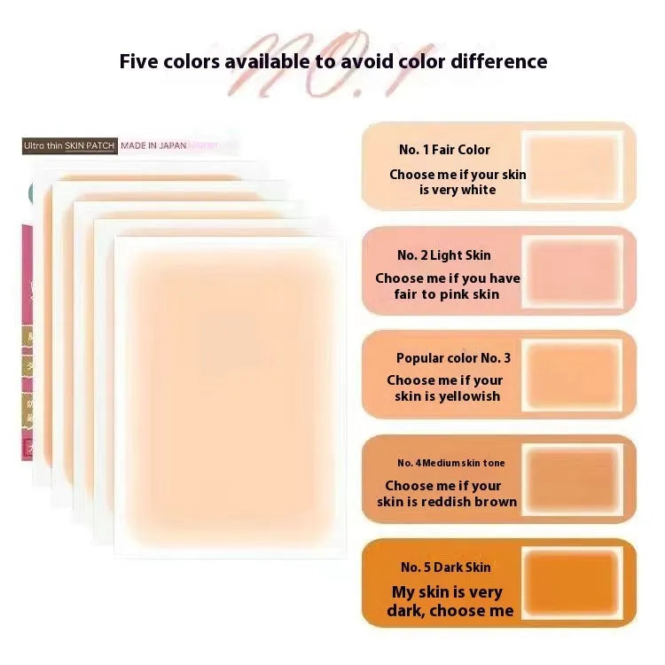 Tattoo cover patch for birthmark and tattoo concealment in six skin tone colours
