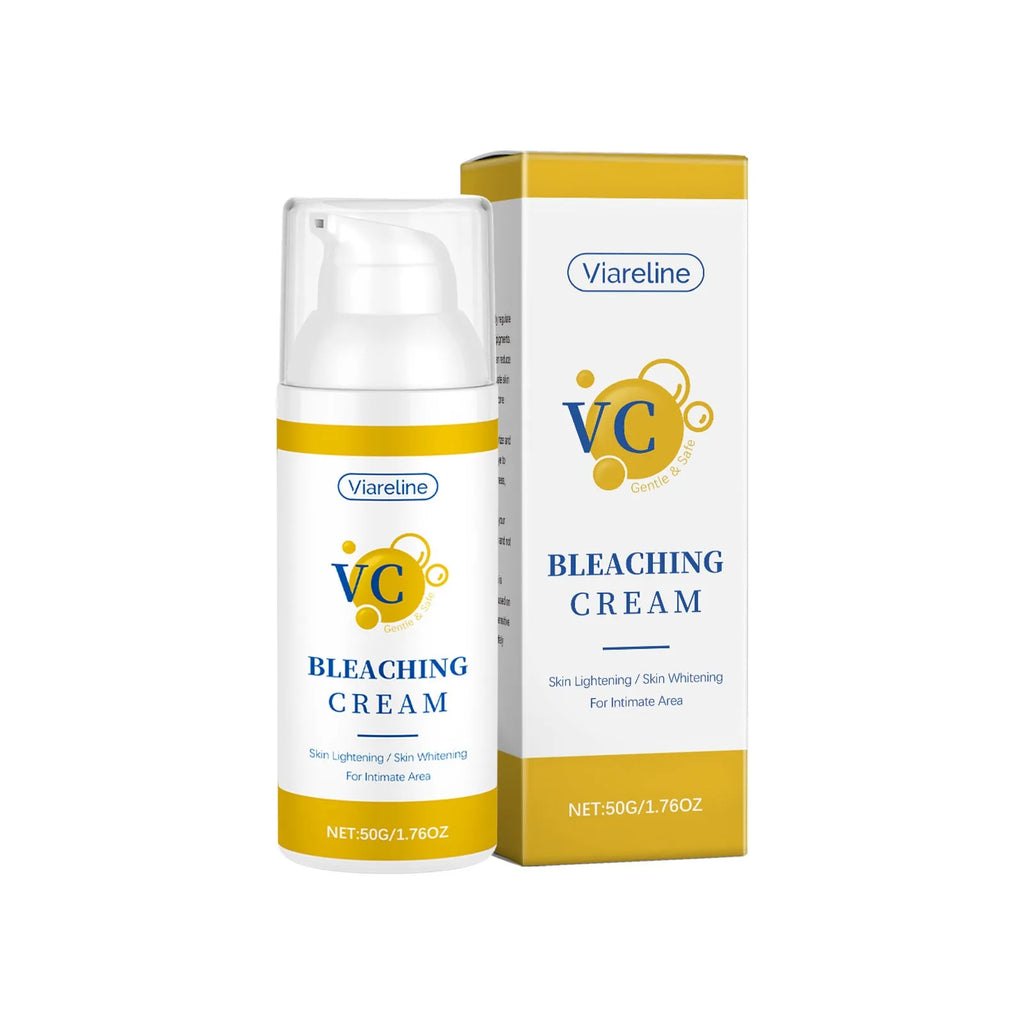 Jar of vitamin C whitening cream for skin lightening, 50g net content.