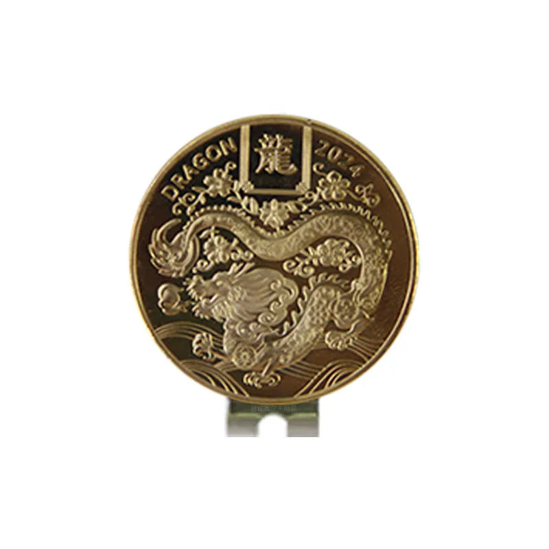 Zinc alloy golf hat clip showing Dragon Year design with metal craftsmanship detail