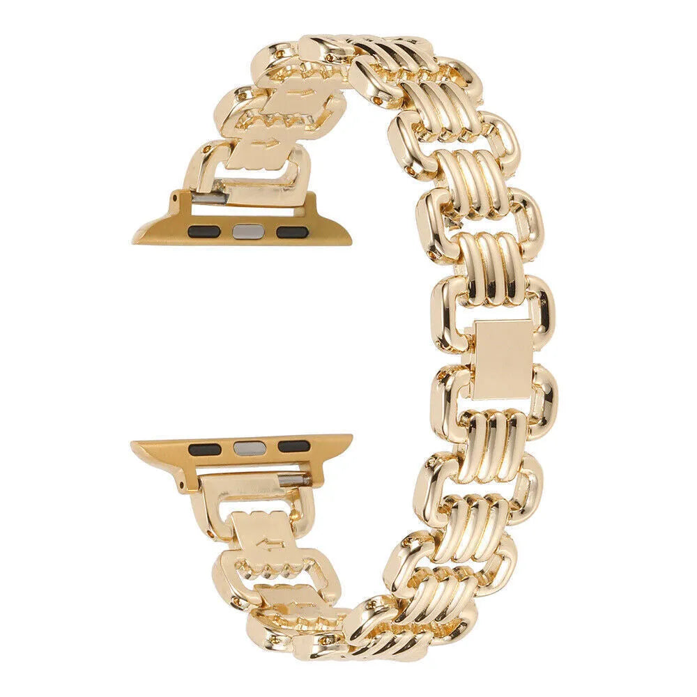 Alloy metal ladies watch bracelet replacement strap for Apple Watch in five colour options.