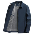 Men's solid colour casual jacket with polo collar and side seam pockets