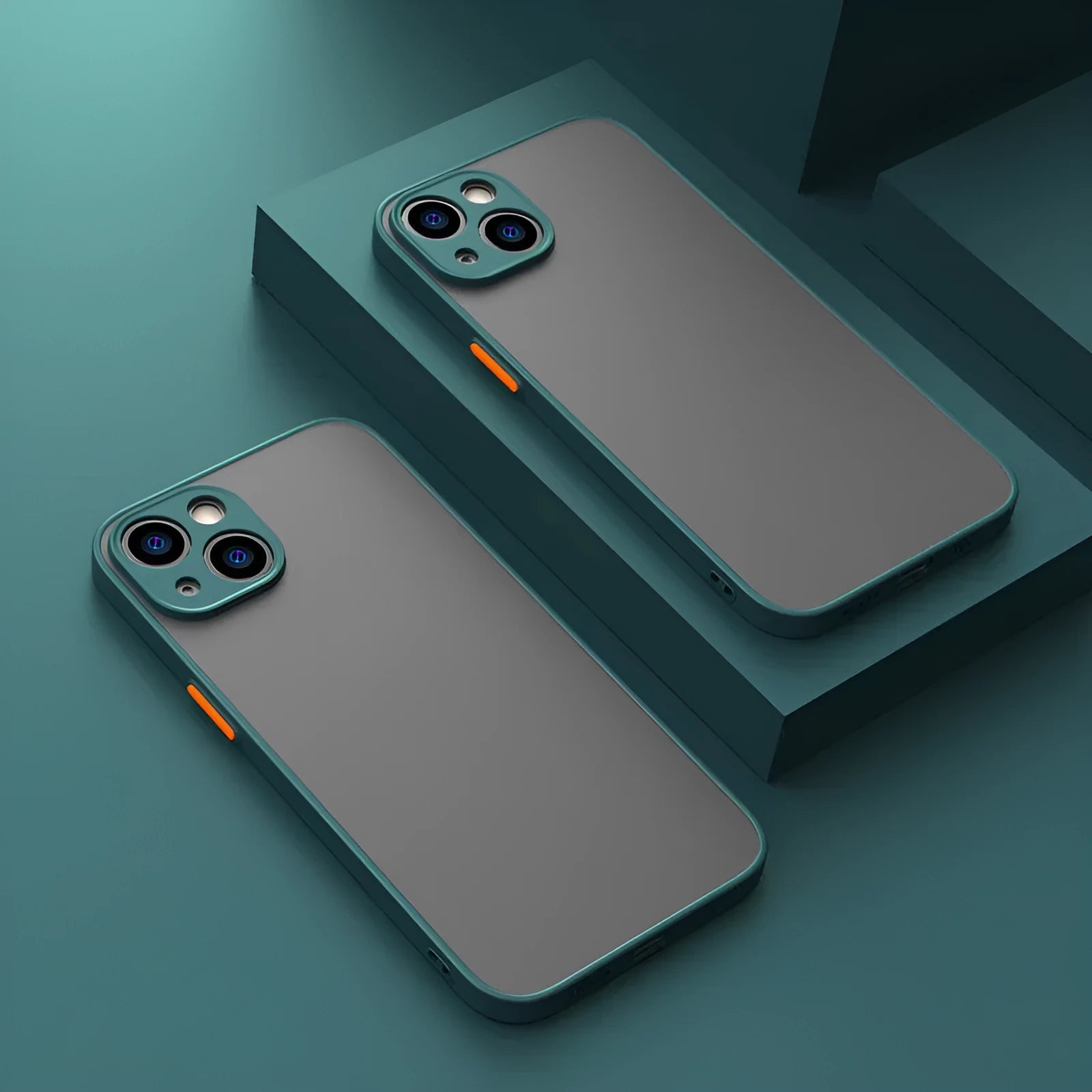 Frosted hard iPhone protective case with fine hole design, shown in dark night green.